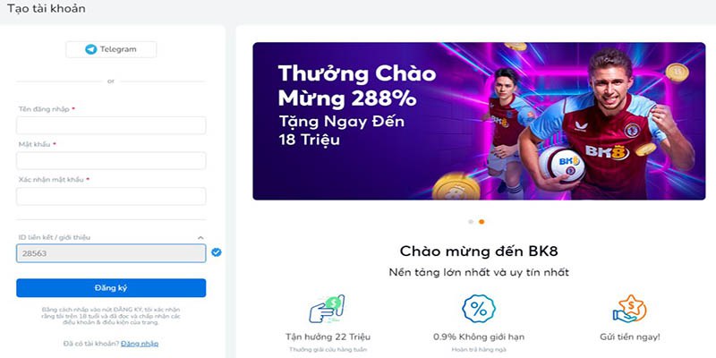Biểu mẫu thông tin đăng ký BK8